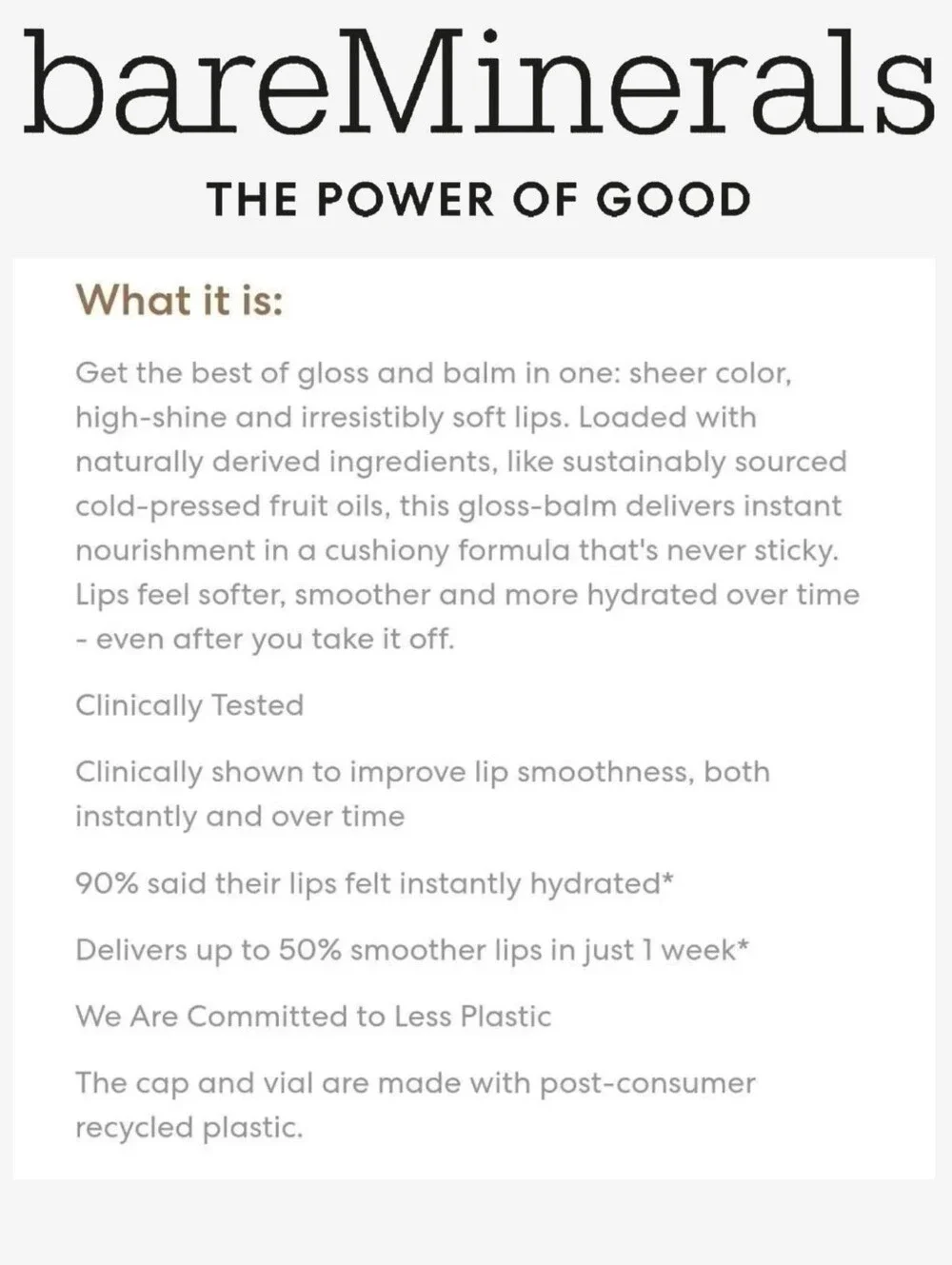 BareMinerals Mineralist LOVE Gloss Liquid Lip Balm -Sheer Cool Toned Mauve Pink